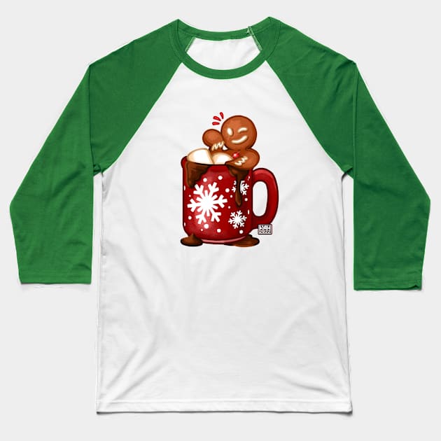 Gingerbread Cocoa Mug Baseball T-Shirt by MrHinkleDraws